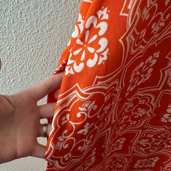 Ann Taylor Orange Maxi Dress Halter MEDIUM Bohemian Flowy Tiled - Picture 3 of 9